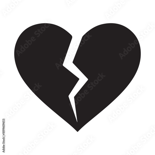 Broken heart icons in red and black colors