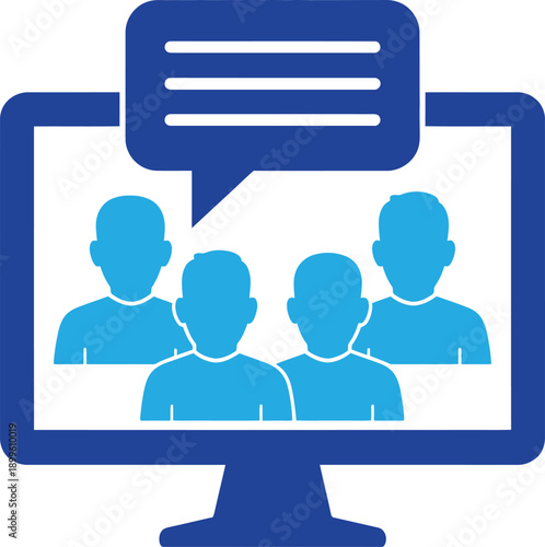 Telemedicine and online medical team meeting icon. Virtual hospital support and webinar. Vector illustration