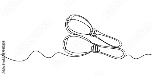 Brazilian maracas one line drawing, musical instrument. Continuous illustration. Vector outline sketch, One continuous line of maracas. Simple element illustration. Line art vector illustration
