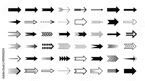 Diverse Black Vector Arrows Collection Isolated on White Background