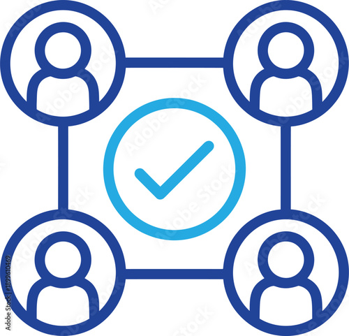 Healthcare network and medical team verification icon. Community support and hospital collaboration. Vector illustration