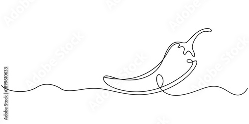 Continuous line drawing of chili pepper. Single line vector illustration of chili pepper. Editable line.