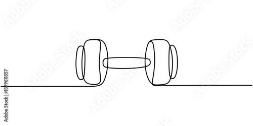 Dumbbell continuous one line drawing minimalist vector isolated flat sketch illustration, Drawing of dumbbell in continuous single line style.one line vector illustration with out white background.