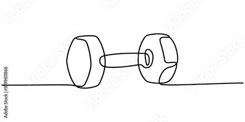 Dumbbell continuous one line drawing minimalist vector isolated flat sketch illustration, Drawing of dumbbell in continuous single line style.one line vector illustration with out white background.