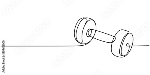 Dumbbell continuous one line drawing minimalist vector isolated flat sketch illustration, Drawing of dumbbell in continuous single line style.one line vector illustration with out white background.