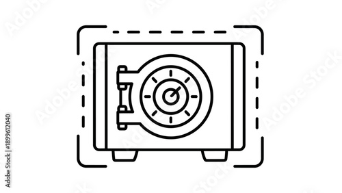 Secure safe box line art icon with combination lock