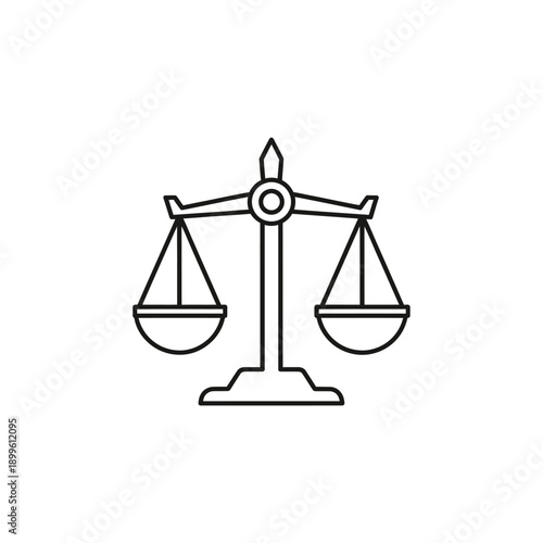Simple line art balance scale for justice or equality icon