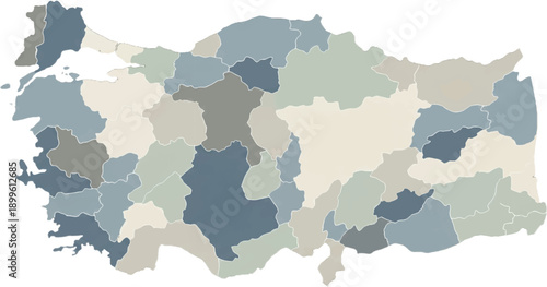 Colorful Vector Map of Turkey Provinces for Geographic Data Visualization