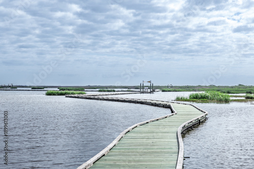 Wooden trail in the Sea Rim State Park, Texas USA