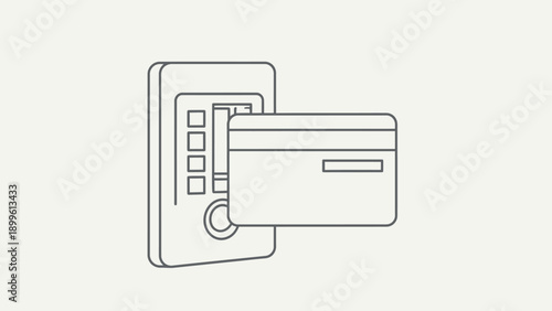 Credit card inserted into a secure payment terminal icon