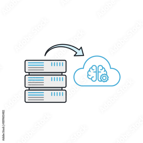 Data servers migrating to AI cloud computing infrastructure icon