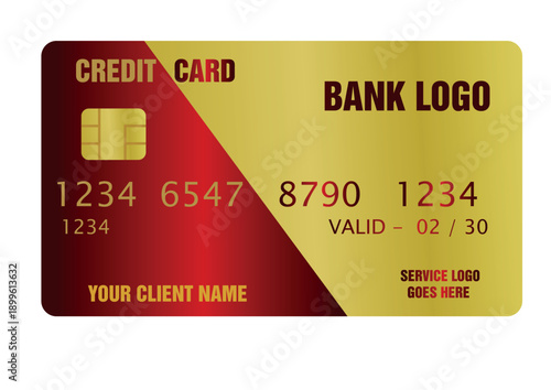 Wallpaper Mural A gold credit card illustration designed for business finance and banking payments features a clean clipping path for retail commerce and plastic money debt management Torontodigital.ca