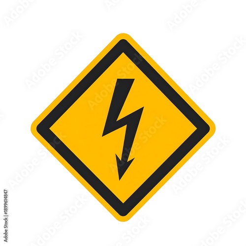 Free Download A yellow diamond-shaped warning sign with a black border and lightning symbol - GFXLoad