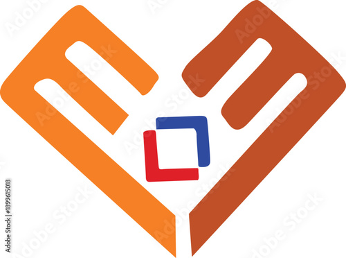 Modern Geometric Colorful Shape Vector logo with Center Abstract art, creative Symmetric Design.