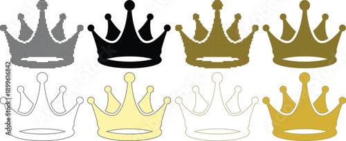 Crowns Collection Set Isolated on White Background