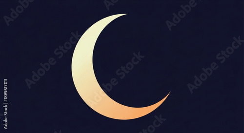 Crescent Moon in Dark Night Sky, Isolated on Black Background