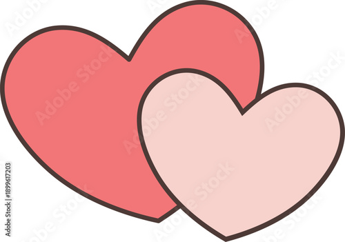 Two overlapping hearts in soft colors, symbolizing love and affection.