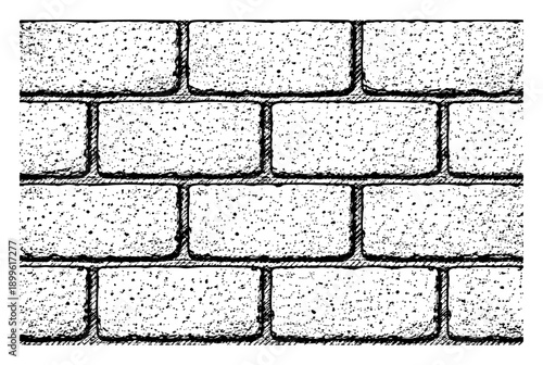 Brick wall masonry background in detailed vintage woodcut and engraving style