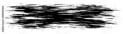 Abstract grunge black ink brush stroke or scratchy texture strip