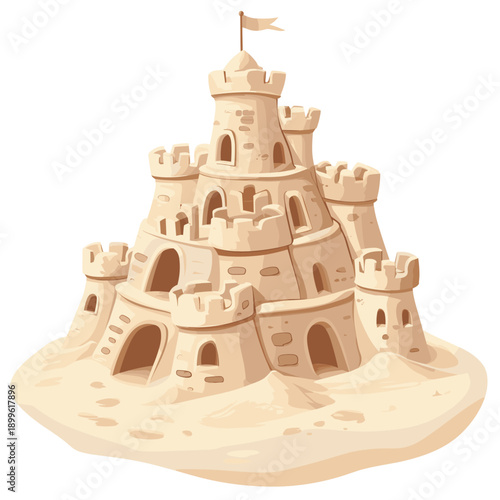 Whimsical Sandcastle on a Sunny Beach