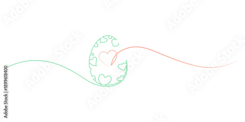 Happy Easter with easter eggs line art. Ilustration vector	