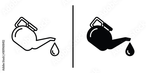 An illustration of two oil pumps, one in outline and one in solid black, against a clean white background.