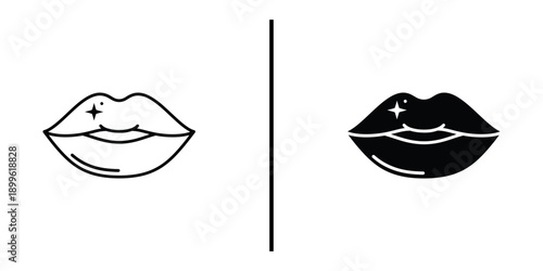 A simple illustration of a pair of lips in two contrasting styles on a white background