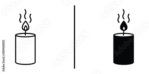 A simple illustration of two candles with one lit and the other extinguished