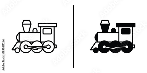 A simple black and white illustration of two train engines side by side