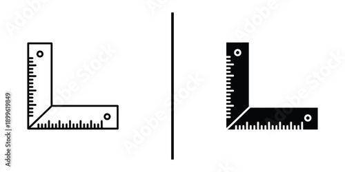 Two L-shaped rulers with measurement markings on a clean white background