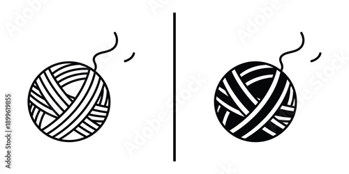 A simple illustration of two yarn balls side by side in black and white
