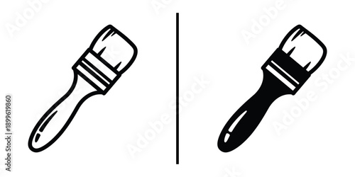 Two paintbrushes with different colored handles on a clean white background