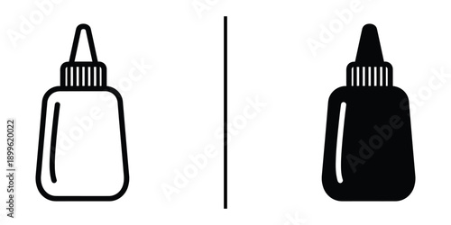 A simple illustration of two eye dropper bottles, one outlined and one filled with color, on a clean white background.