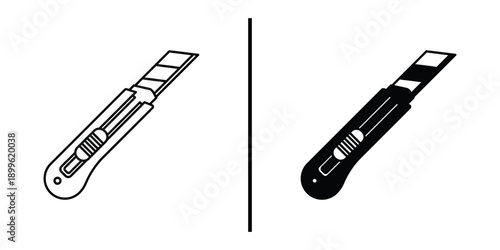 Two utility knives with different designs on a plain background