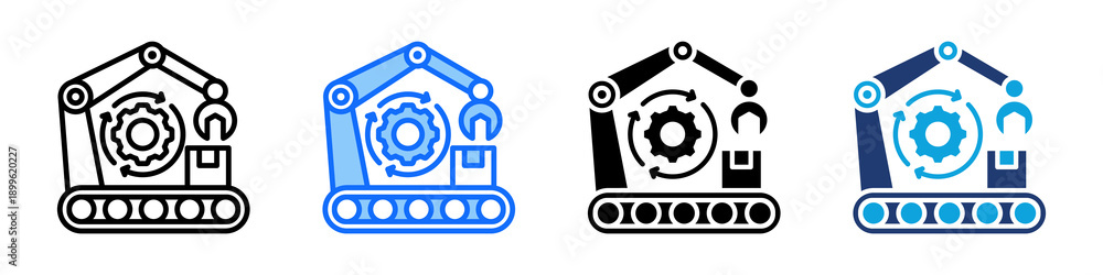 Fototapeta premium Industrial Automation Icon Set Multi Style Vector Illustration