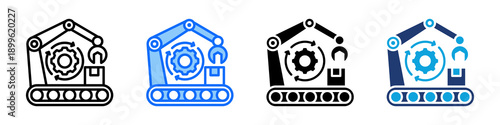 Industrial Automation Icon Set Multi Style Vector Illustration