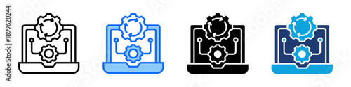 Process Automation Icon Set Multi Style Vector Illustration