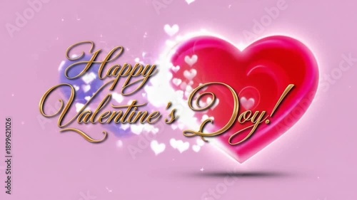 Valentines day animated card with heart and lettering
