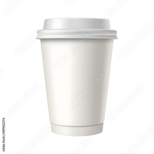 White disposable coffee cup with lid isolated on white background