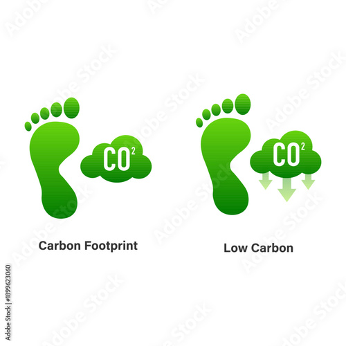 Carbon Footprint and Low Carbon Icons. Vector illustration.