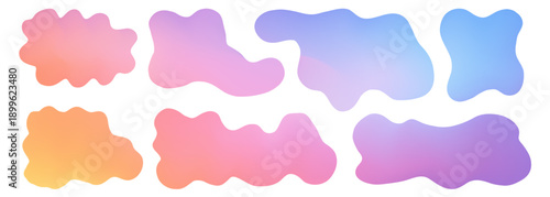 Curvy, wavy, abstract shape with text and a gradient for a cloud or box, organic like the sky through a doodle and vector wave. Sunset colors in a drawn, irregular amoeba by hand on a.