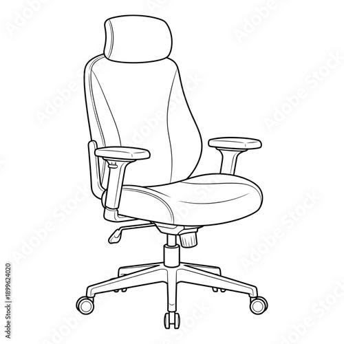 Ergonomic Office Chair Illustration | Swivel Desk Seating Furniture Vector