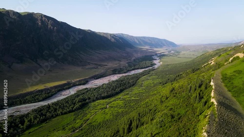 a mountain river in a gorge. a mountain plateau. highlands