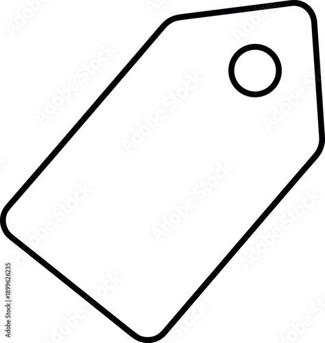 Price tag outline vector silhouette black and white cricut design, minimalist blank sale label icon isolated on white background