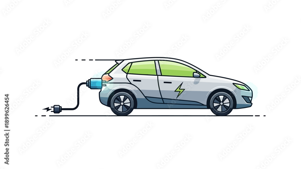 Fototapeta premium Electric car charging with a lightning bolt symbol.