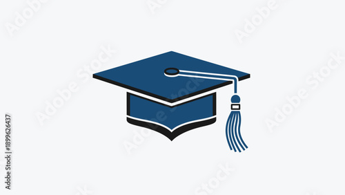 A blue graduation cap with a tassel on a white background.
