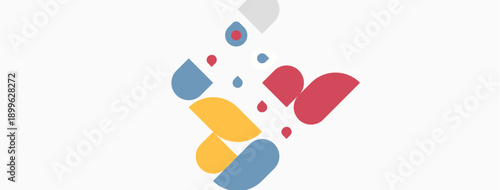 Abstract shapes, vibrant colors, playful composition. Minimalist design, modern aesthetic, simple forms, visual elements.