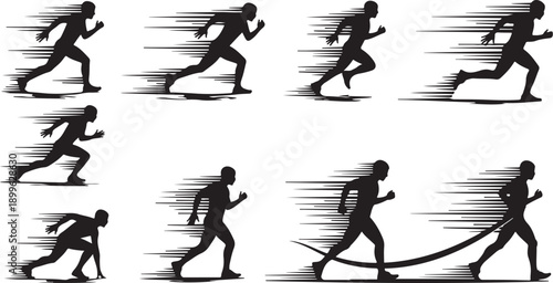 Silhouette of a runner in motion, speed and movement