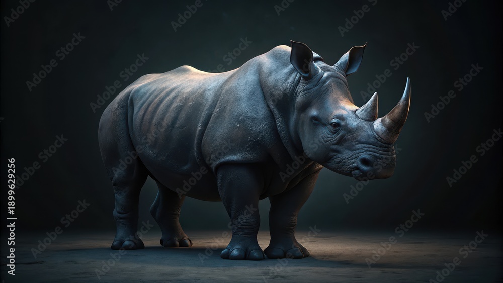 Obraz premium A majestic black rhino stands proudly in the shadows