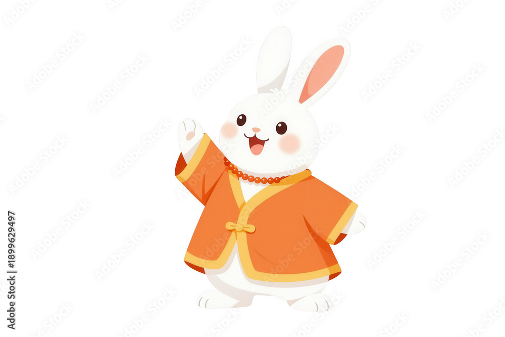 Fototapeta premium Cute Bunny Toy Wearing Orange Shirt
